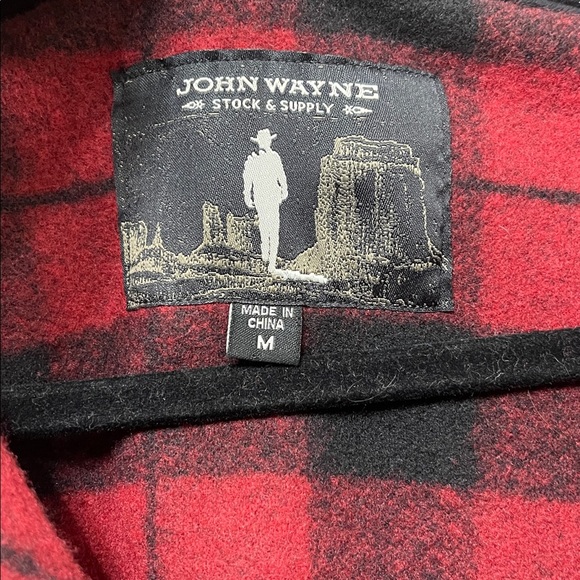 John Wayne Stock & Supply Plaid Fleece Pullover Buffalo Check 1/4 Zip Western M - Picture 3 of 7